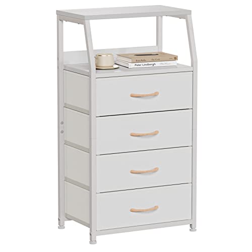 Tall Nightstand with 4 Fabric Drawers
