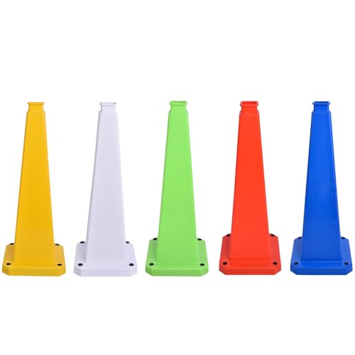 6 Pack 36 Inch Solid White Traffic Cone