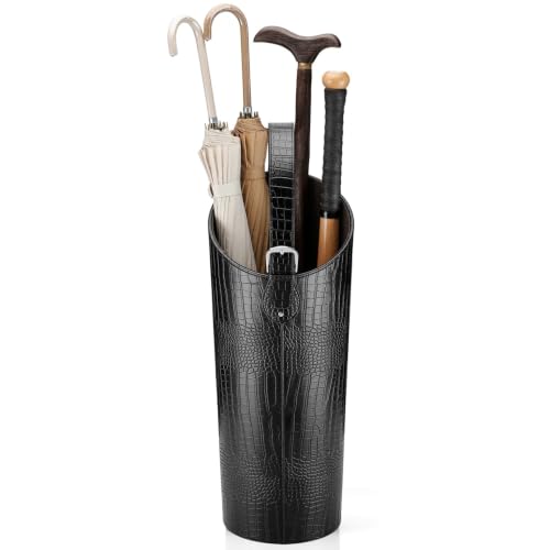 Black Faux Leather Umbrella Stand Holder Entryway Indoor