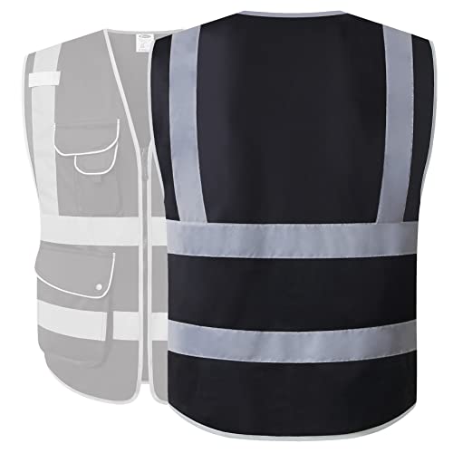 Safety Vest for Men Women Reflective Hi Vis JK150 Black L
