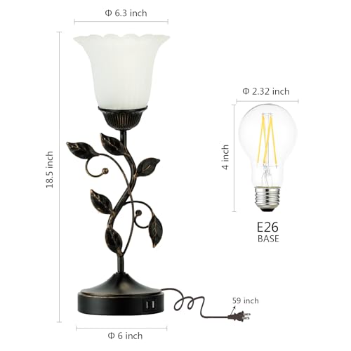 Set of 2 Touch Bedside Vintage Lamps with 2 USB C+A (2 Count)
