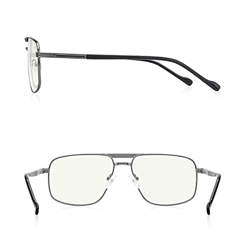 Blue Light Blocking Glasses for Men Square Double Bridge Hipster Metal Frame Men Eyeglasses He Young