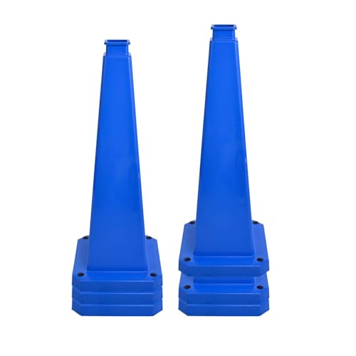 6 Pack 36 Inch Solid Blue Traffic Cone