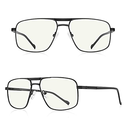 Blue Light Blocking Glasses for Men Square Double Bridge Hipster Metal Frame Men Eyeglasses He Young