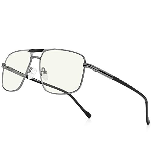 Reading Glasses for Men Square Double Bridge Blue Light Blocking Computer Readers
