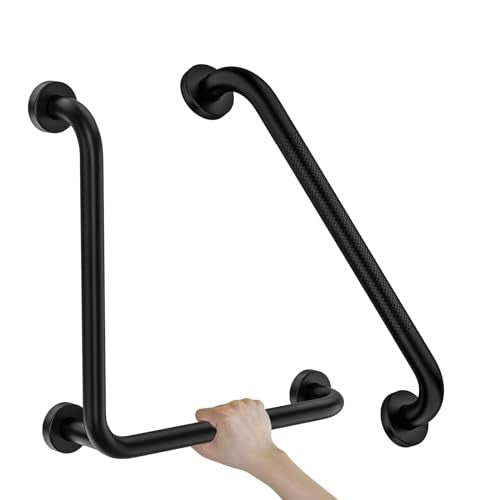 Black Angled Grab Bar 16x16 Inch