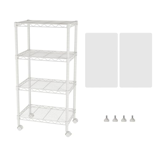 4 Shelves Storage Shelf Wire Shelving Unit Metal Adjustable Wheels