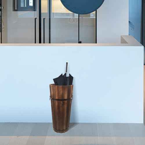 Wood Umbrella Bucket Freestanding Umbrella Holder for Entryway Space
