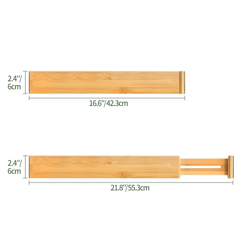 6 Pack Adjustable Bamboo Drawer Dividers (6 Count)