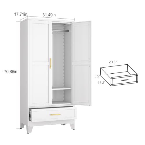 Metal Armoire Wardrobe Closet with Drawers
