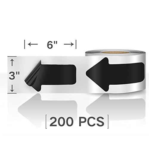 Black Arrow Floor Sticker Tape 3 x 6 Inch Directional Vinyl 200 PCS (200 Count)