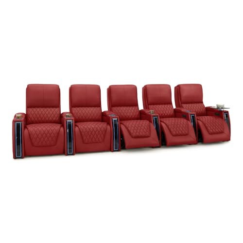 Apex Home Theater Seating Red Row of 5