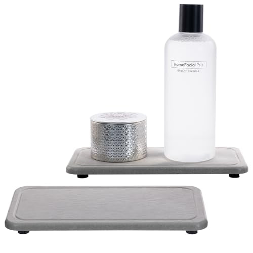 2Pcs Water Absorbent Diatomite Coasters Bathroom Sink Stone Trays (2 Count)