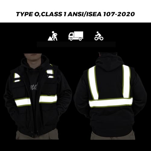 Safety Vest High Visibility Reflective Fleece Winter Vest for Men with Pockets Water