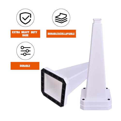 6 Pack 28 Inch Solid White Traffic Cone