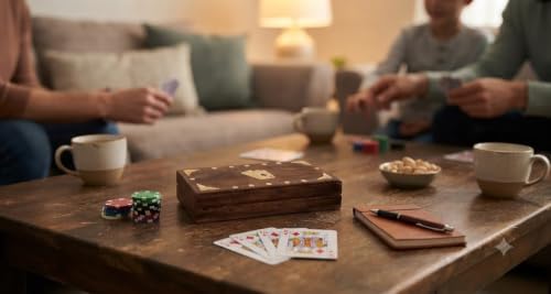Wooden Playing Card Holder Deck Box Storage Case Organizer Includes Cards