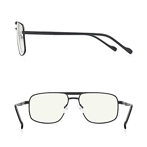 Blue Light Blocking Glasses for Men Square Double Bridge Hipster Metal Frame Men Eyeglasses He Young