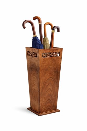 Antique Wooden Umbrella Stand & Walking Cane Holder for Home
