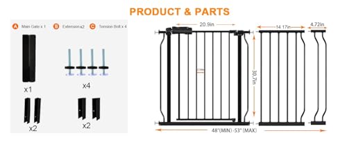 48 to 53 Inch Extra Wide Baby Gate for Doorway Stairs