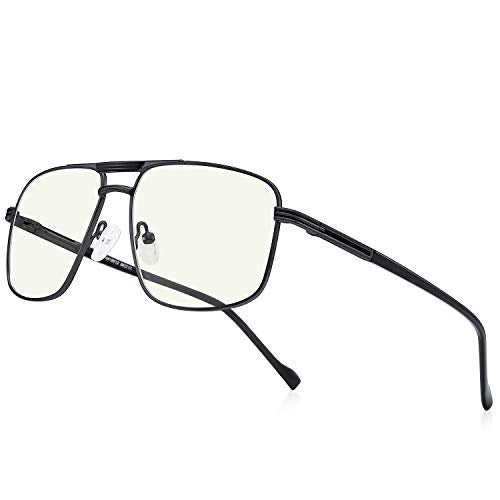 Blue Light Blocking Glasses for Men Square Double Bridge Hipster Metal Frame Men Eyeglasses He Young