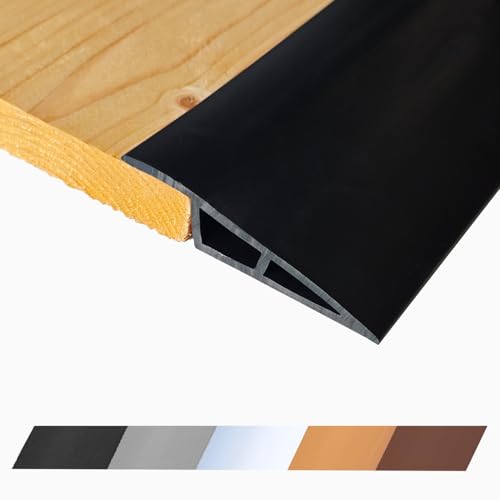 1/2" to 3/5" Height Threshold Ramp - Rubber Threshold, Floor Transition Strip, Wheelchair Ramp, Door Strip, Carpet to Tile Strip (Black, 80 inches) (6.6667 Foot)