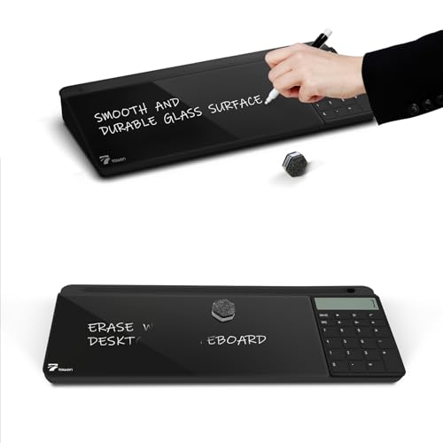 Glass Desk Whiteboard with Calculator 17x6 in