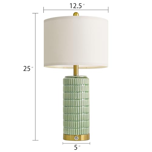 25'' Bedside Table Lamps Set of 2 for Living Room with USB A&C Ports