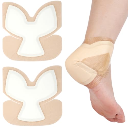 Heel Bordered Silicone Foam Dressing Waterproof Adhesive Sacral Bandages with Absorbent Padding for Elbow Wrist Foot Pressure Bed Sore Hip Knee Replacement Surgery 8.26"x8.26" 2 Pack (2 Count)