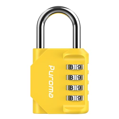 1 Pack Combination Lock Locker 4 Digits Combo Padlock Gym Yellow