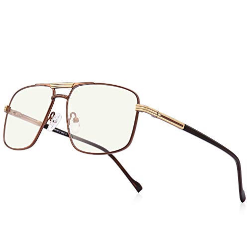 Reading Glasses for Men Square Double Bridge Blue Light Blocking Computer Readers