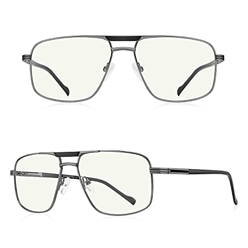 Blue Light Blocking Glasses for Men Square Double Bridge Hipster Metal Frame Men Eyeglasses He Young