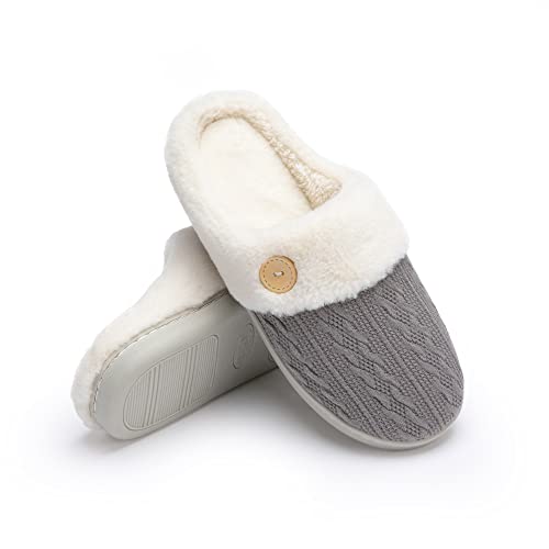 Womens Slipper Warm Comfy Memory Foam House Slippers Knitted Shoes Faux Fur Lined Anti