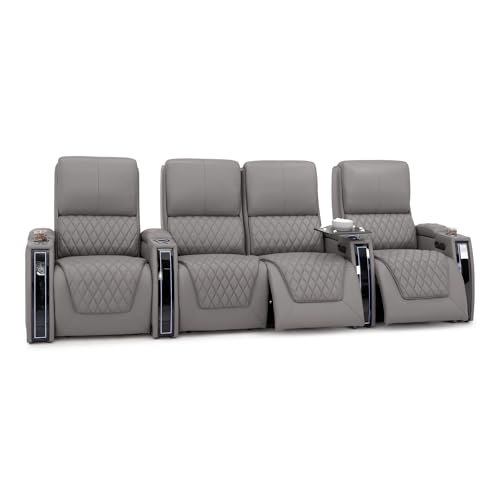 Apex Home Theater Seating Gray Row of 4 Middle Loveseat