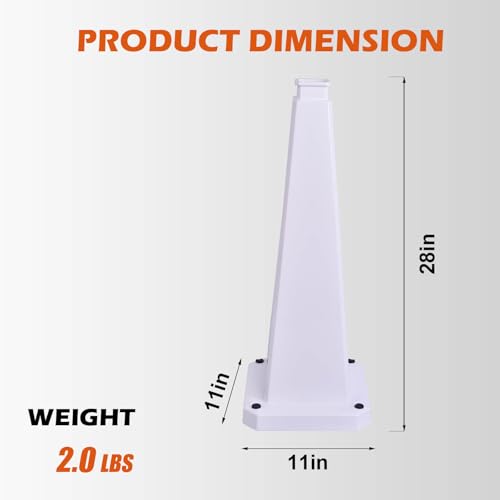 6 Pack 28 Inch Solid White Traffic Cone