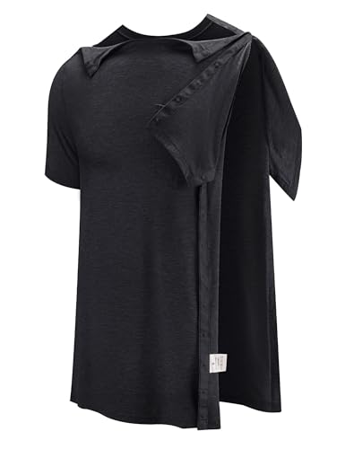 Men Rotator Cuff Recovery Surgery Shirts Arm Broken Snap Button Port Access Clothes Shoulder Therapy Dialysis Clothing