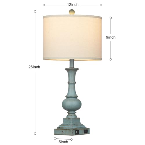 26" Tall Coastal Farmhouse Lamp for Living Room (2 Count)