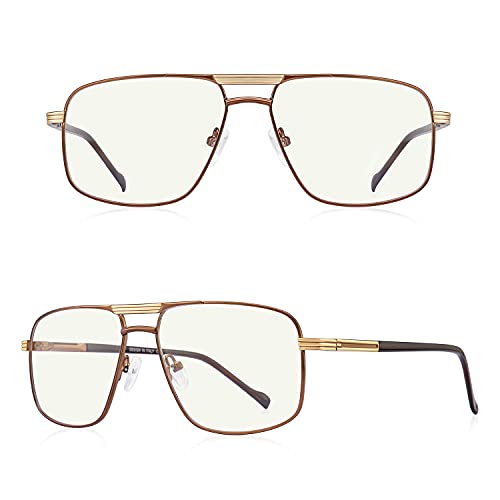 Reading Glasses for Men Square Double Bridge Blue Light Blocking Computer Readers