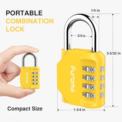 2 Pack Combination Lock Locker 4 Digits Combo Padlock Gym Yellow (2 Count)