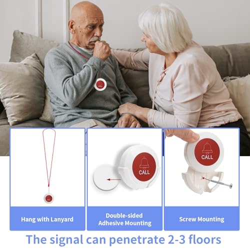 Caregiver Pager Motion Sensor Alarm Indoor Home Wireless Bed Alarm and Fall Prevention Detector Alert Devices for Elderly