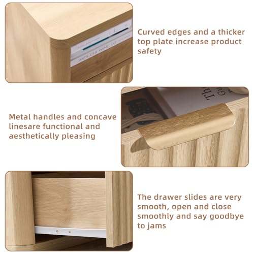 31" Wide Fluted Nightstand Set of 2 with Charging Station (2 Count)