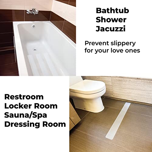 18PCS Anti Slip Shower Stickers Safety Bathtub Strips Adhesive Shower Non Slip Stickers with Scraper for Bath Tub (16 Sq Ft)
