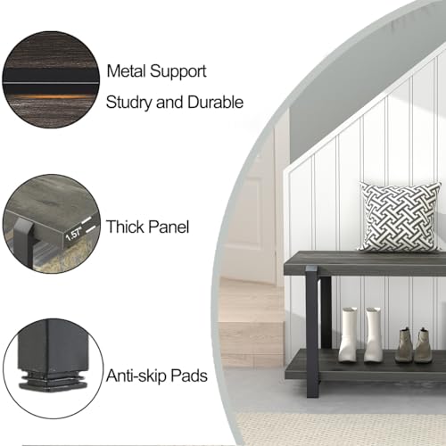 Industrial Entryway Bench with Storage