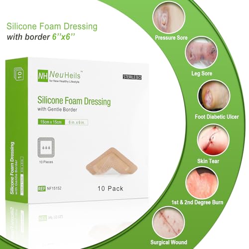 Silicone Foam Dressing with Border 6"x6" (10 Count)