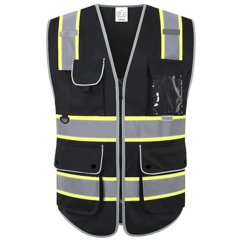 8 Pockets High Visibility Class 2 Reflective Safety Vest for Men & Women with 2 Inch Dual Tone Strips