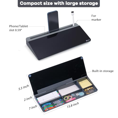 Glass Desk Whiteboard with Storage
