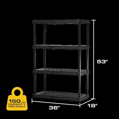 4 Tier Heavy Duty Plastic Storage Shelves for Garage (2 Count)