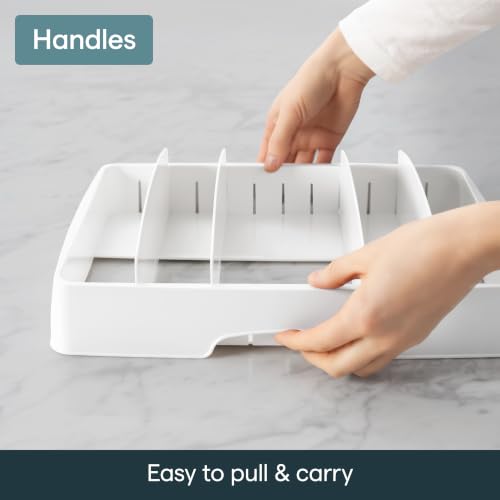 StoraLid Food Container Lid Organizer for Kitchen Cabinet Storage with 5 Adjustable Dividers