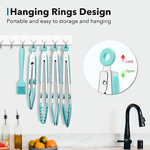 5 Pack Kitchen Tongs for Cooking with Silicone Tip (5 Count)