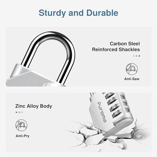 1 Pack Combination Lock Locker 4 Digits Combo Padlock Gym Silver