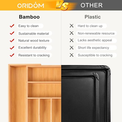 Large Premium Bamboo Silverware Organizer